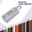 Large Capacity Pencil Cases Double Zipper Oxford Cloth Pen Box (Light Grey)