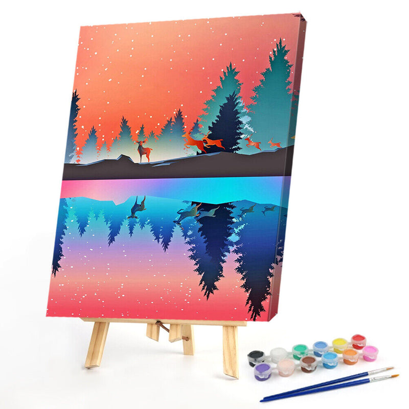 Hand Painted Digital Oil Art Picture DIY Scenery Frameless Paint By Numbers K