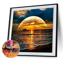 5D DIY Full Drill Square Shape Sea Sunrise Rhinestone Diamond Drawing for Home
