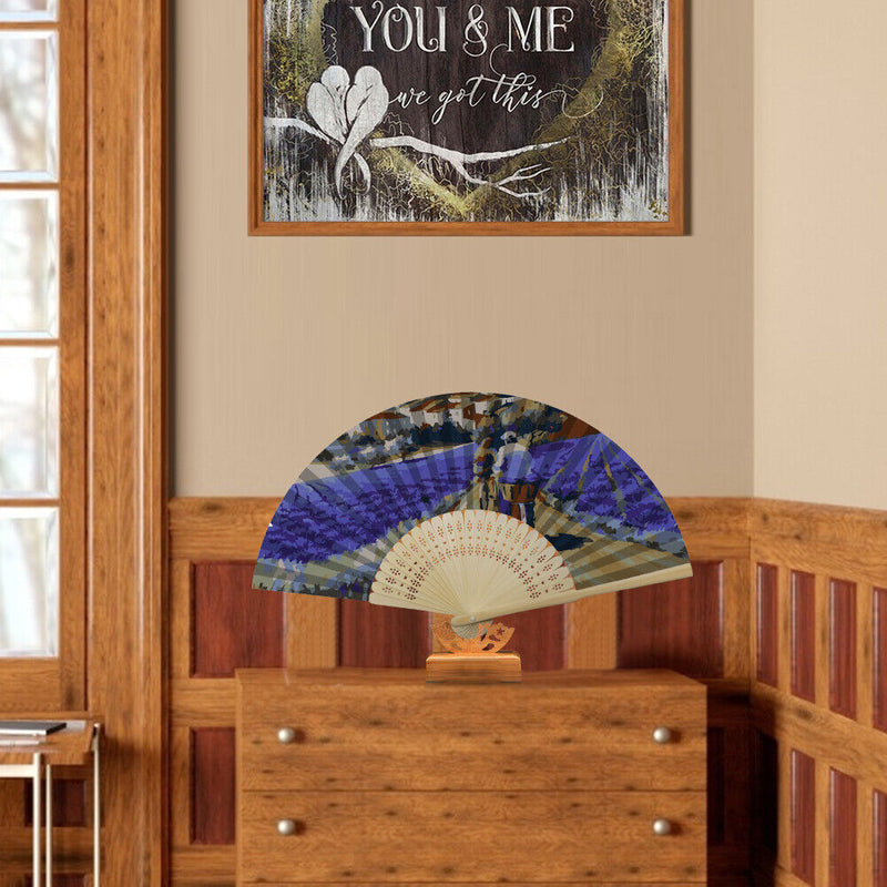 Lavender Field Oil Paint Folding Fan By Numbers DIY Painted Art Craft Gifts