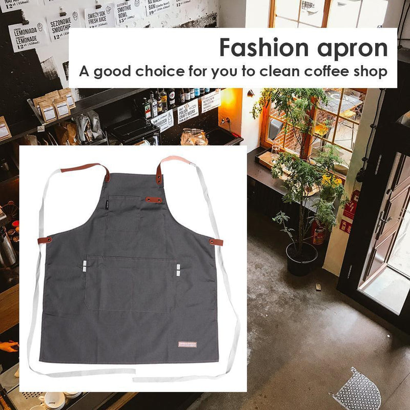 Canvas Apron Adjustable Men Women Kitchen Cooking Pinafore w/Pocket (Gray) Newly