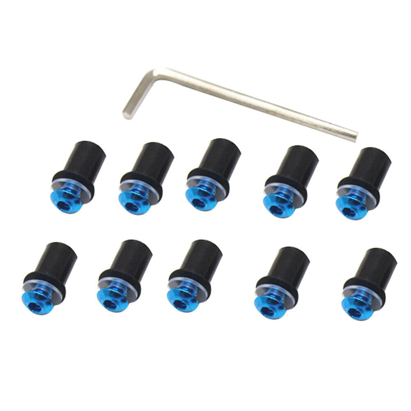10pcs 5mm/0.20in Motorcycle Windscreen Windshield Bolt Screw Kit (Blue)