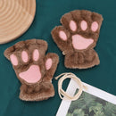 Cat Paw Gloves Durable Plush Cat Paw Fingerless Gloves (Light Coffee)