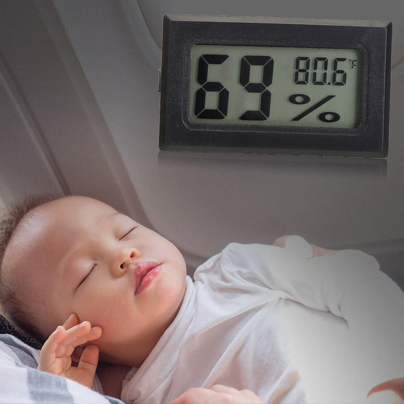 Mini Digital LCD Temperature Humidity Meter Thermometer (Black Fahrenheit)