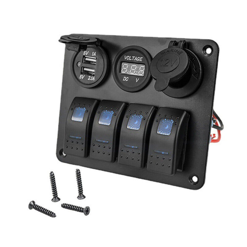 Rocker Switch Panel Outlet Combination Switches (Green Digital Display) Newly