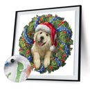 40x40cm Xmas Dog Frameless Picture Oil Paint By Numbers Hand Painted Home Decor