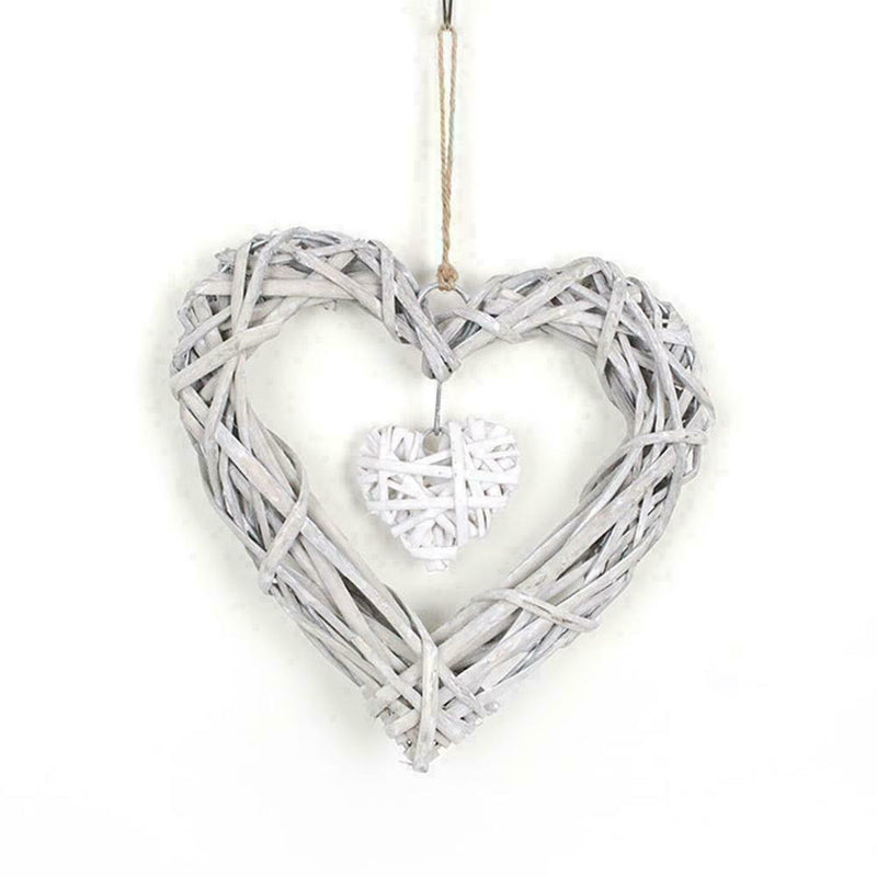 Wicker Heart Wreath Shabby Wall Hanging Wedding Birthday I1A9 Decor Party A4A5
