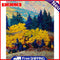 Oil Paint By Numbers Canvas Drawing DIY Forest Picture Hand Painted Wall Art Kit