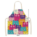 Kitchen Linen Apron Cartoon Cat Print Home Restaurant Cooking Baking Bibs