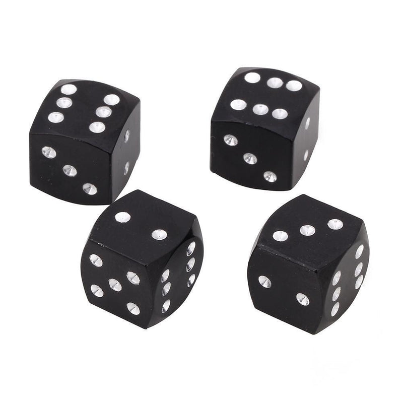 4pcs Dice Style Car Tire Wheel Tyre Caps Valve Stem Dust Covers (Black)