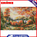 Full Cross Stitch 14CT Cotton Thread DIY Autumn Scenery Handmade Stamped Crafts