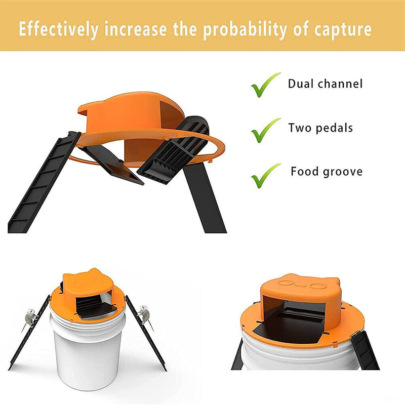 Cat Head Smart Mouse Rat Trap Flip N Slide Bucket Lid Door Mousetrap (2pcs)