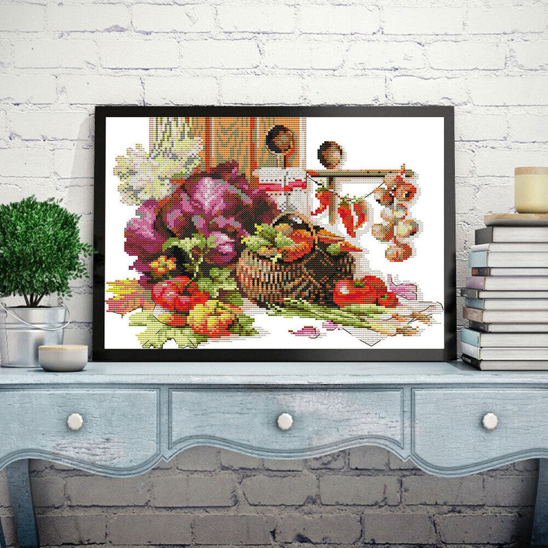 Partial Cross Stitch 14CT DIY Harvest Printed Embroidery Kits Hanging Painting