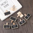 Memo Wooden Label Chalkboard Message Note Clip Notice Sign Mini Blackboard
