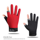 Fishing Gloves Anti-slip 2 Cut Finger Breathable Cycling Mitten (Red) Newly