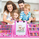 Kids Colored Crayon Watercolors Pens Drawing Set (208pcs with Board Pink)
