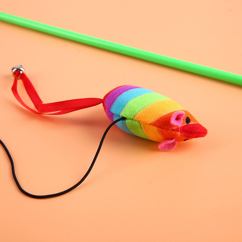 Funny Cat Rods Interactive Toys Cat Teaser Stick Mouse Steel Wire Colourful