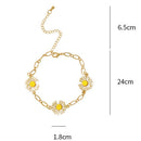 Adjustable Ring Small Daisy Bracelet Cuff Bangles Hand Chain Flowers Bracelet