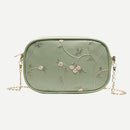 Lace Flower Decor Shoulder Handbags Women Small Chain PU Leather Crossbody Bags