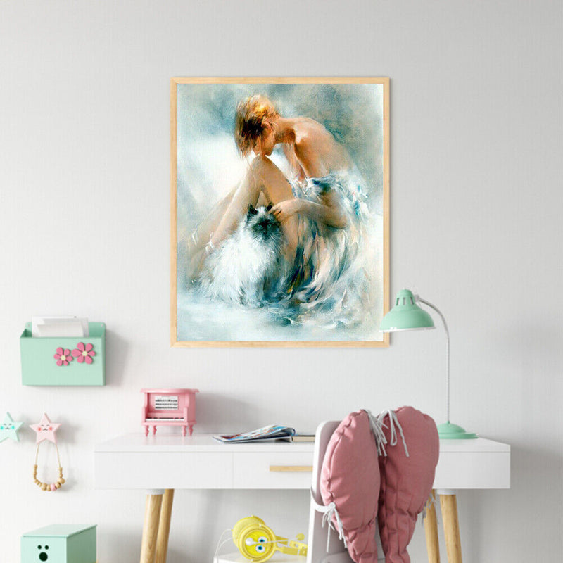 Girl Oil Paint By Numbers Kit DIY Acrylic Painting Wall Art Picture Craft Dec