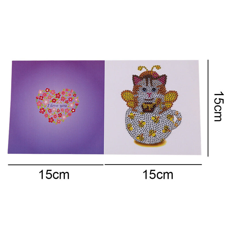 Greeting Cards Cat Special Shaped Bright Diamond Painting DIY Kit (KP003) Newly