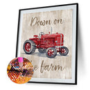 Handmade Red Tractor 5D DIY Full Round Drill Drawing Kit Diamond Painting Craft