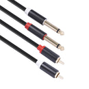 Dual RCA Male to Dual 6.35mm Jack Male Audio Cable for Mixer Amplifier Splitter