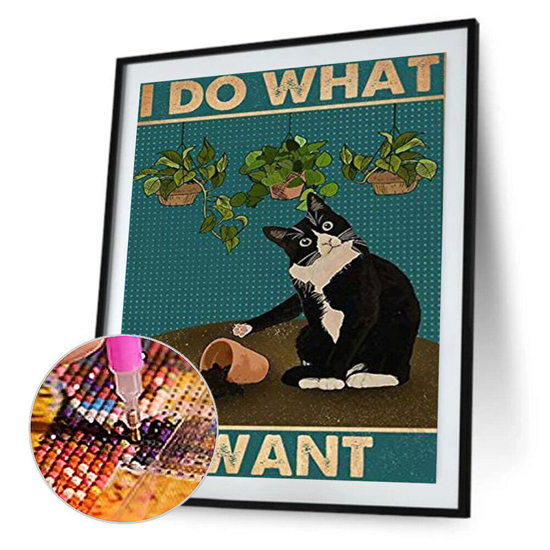 5D DIY Diamond Painting Kits Full Square Drill Cow Cat Mosaic Art Picture (F4