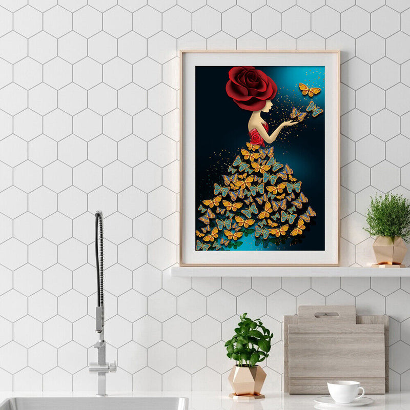 Diamond Painting Butterfly Girl Irregular Mosaic Wall Picture DIY Kit 30x40cm