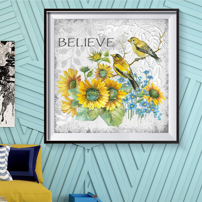 5D DIY Diamond Painting Flowers Birds Full Round Drill Mosaic Art Home Picture