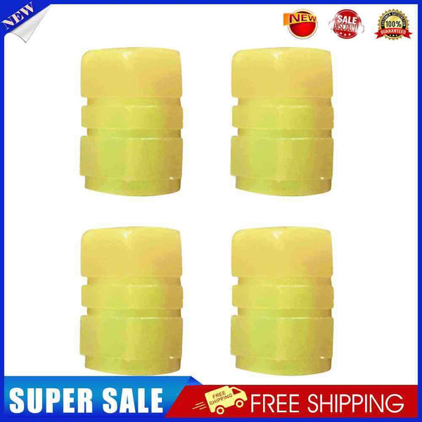 4pcs Luminous Tire Cap Tire Stem Cap Rim Stem Covers for Motorcycles (Yellow)
