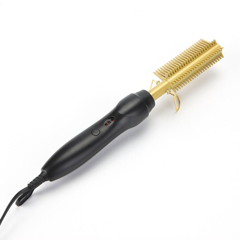 Adjustable Temperature Hair Straightener Curler Wet Dry Electric Heating Comb