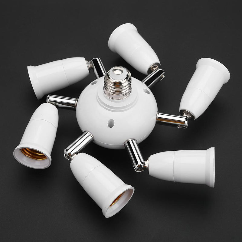 Adjustable E27 Splitter 7 Heads Lamp Base LED Bulb Adapter Holder Socket Newly