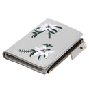 Flowers Embroid Women Short Wallet PU Leather Coin Card Holder Clutch/Grey