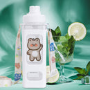 Water Bottle with Straw 700ml Drinking Bottle Square Cute Water Jug (White)