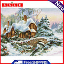 Full Cross Stitch Art Paint 11CT Stamped Winter Cabin Embroidery Wall Ornament