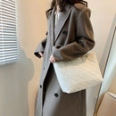 Metal Chain PU Quilted Crossbody Bag Female Solid Color Designer Top-handle Bag