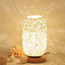 Wooden LED Table Lantern Rattan Bedroom Bedside Decor Night Lights (Beige) Newly
