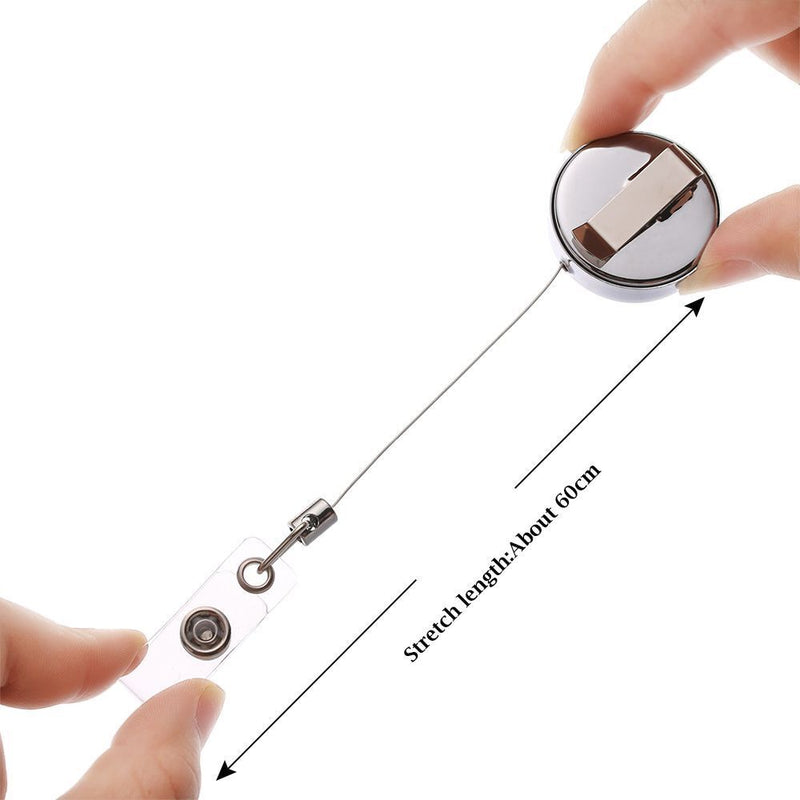 Stationery Metal Anti-Lost Clip Lanyards Badge Holder Key Ring Retractable