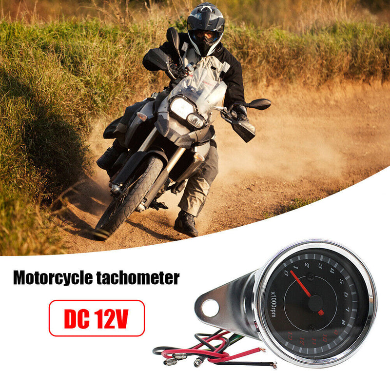 12V Motorcycle Speedometer Analog RPM Gauge Tach with Blue LED Backlight 13000RPM