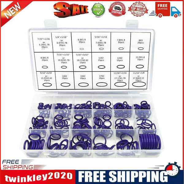 270pcs 18 Sizes HNBR O Rings Rubber Air Conditioning Seal Ring Set (Purple)