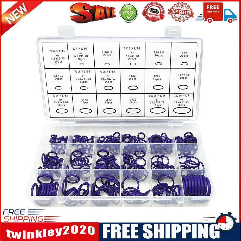 270pcs 18 Sizes HNBR O Rings Rubber Air Conditioning Seal Ring Set (Purple)