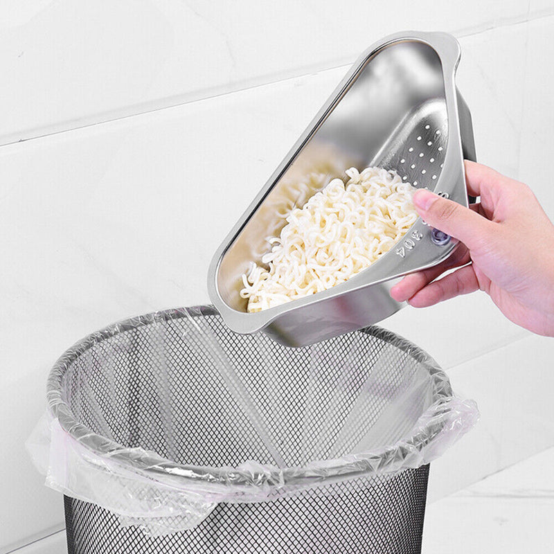 Kitchen Leftover Sink Strainer Stainless Triangular Vegetable Fruit Drain B