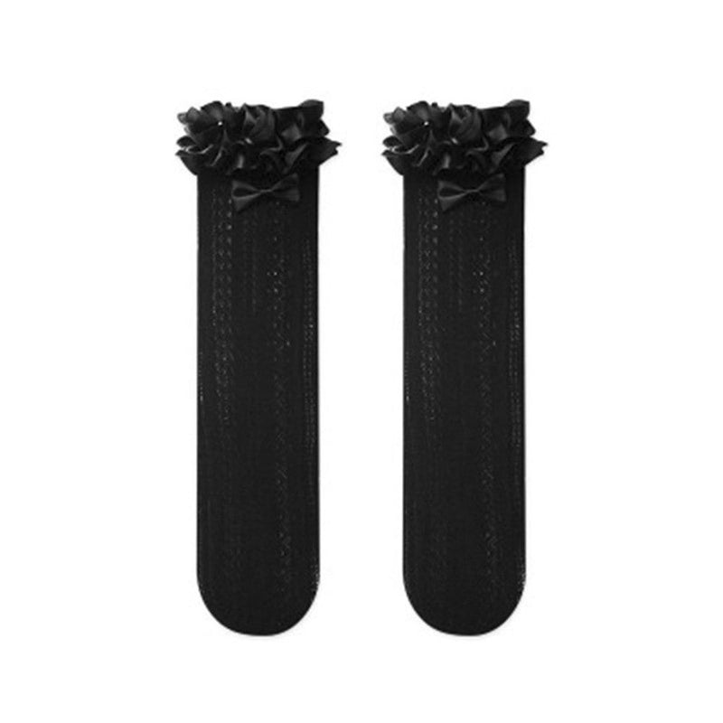 Elastic Maid Girl Gift Knee High Lace Bow Socks Transparent Lolita Socks