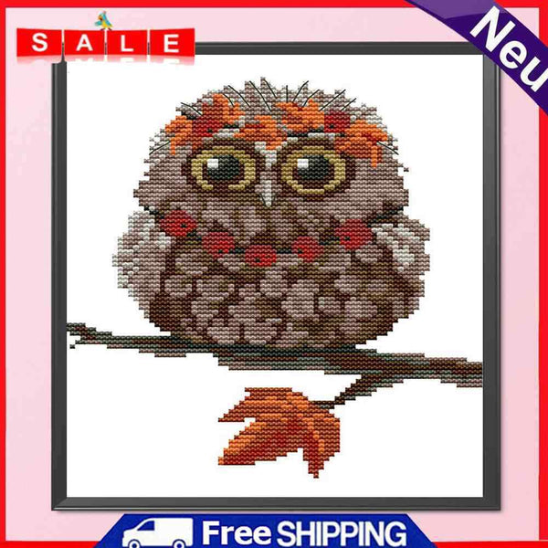 Owl Pattern Partial Cross Stitch 14CT DIY Printed Embroidery Packs Home Decor
