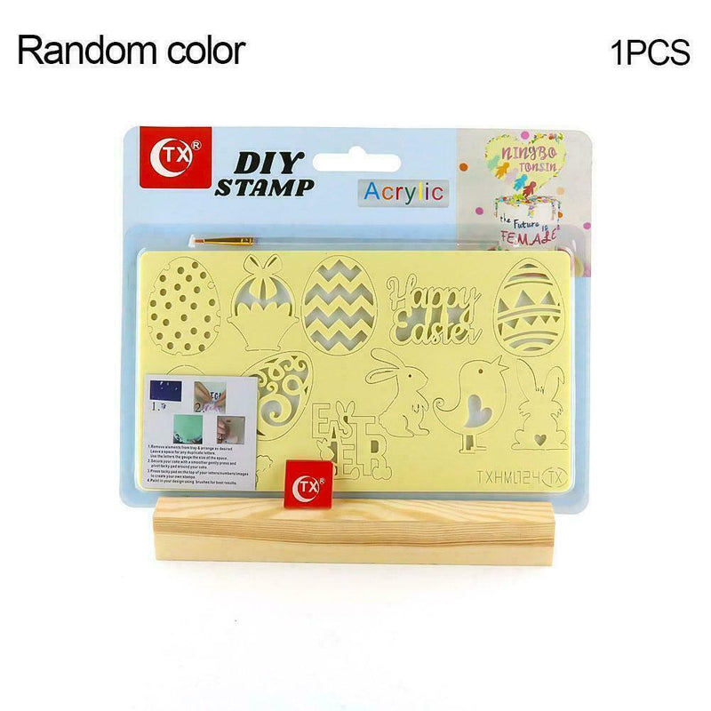 Happy Easter Egg Rabbit Cake Tool Acrylic Embossed Mold Fondant Baking H9T0