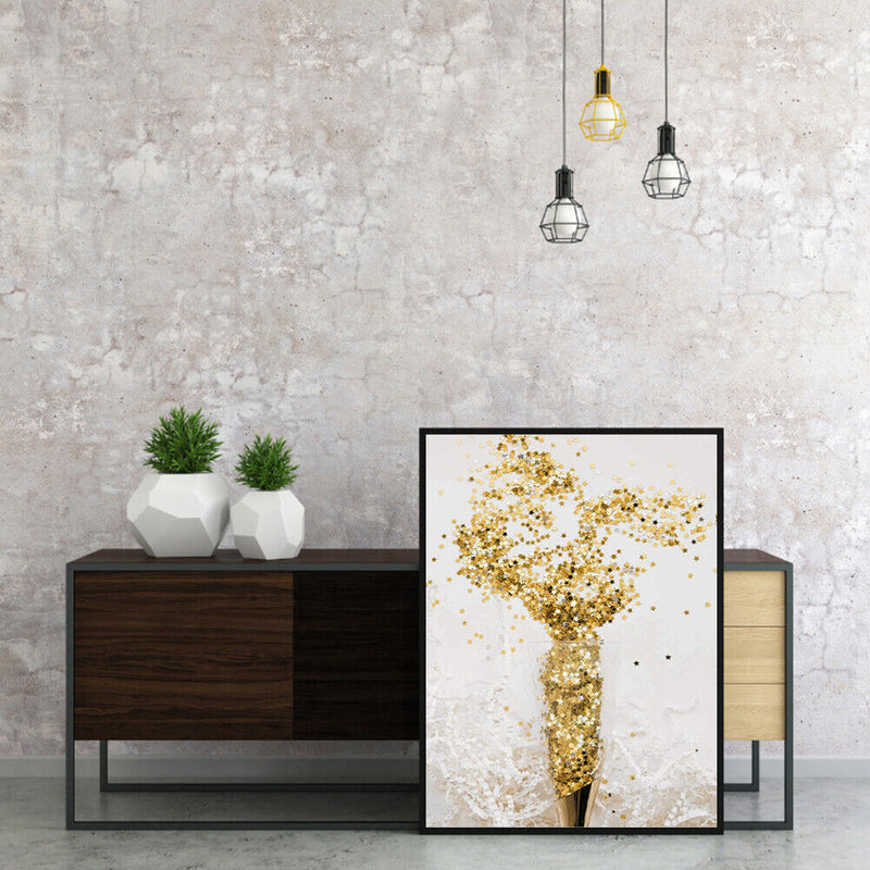 DIY Paint By Number Kit Frameless Golden Star Abstract Handpainted Canvas Decor