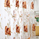 Big Flower Tulle Blackout Curtains Window Drape for Bedroom Decor(Coffee)