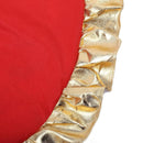 Red Christmas Tree Skirt Ruffle Golden Edge Apron Xmas Tree Cover Christmas