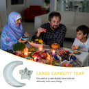 Serving Tray - 2 Pieces Moon Star Eid Dessert Food Tray for Ramadan (White)